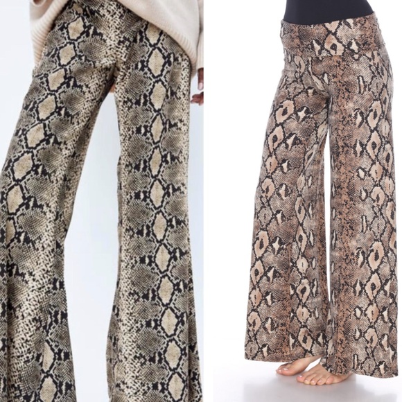 Originality snake print gaucho wide leg cropped dressy pants - Picture 1 of 9